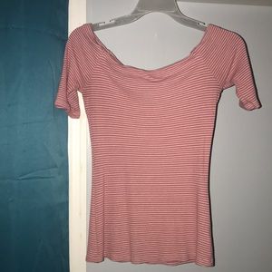 off-shoulder stripped top